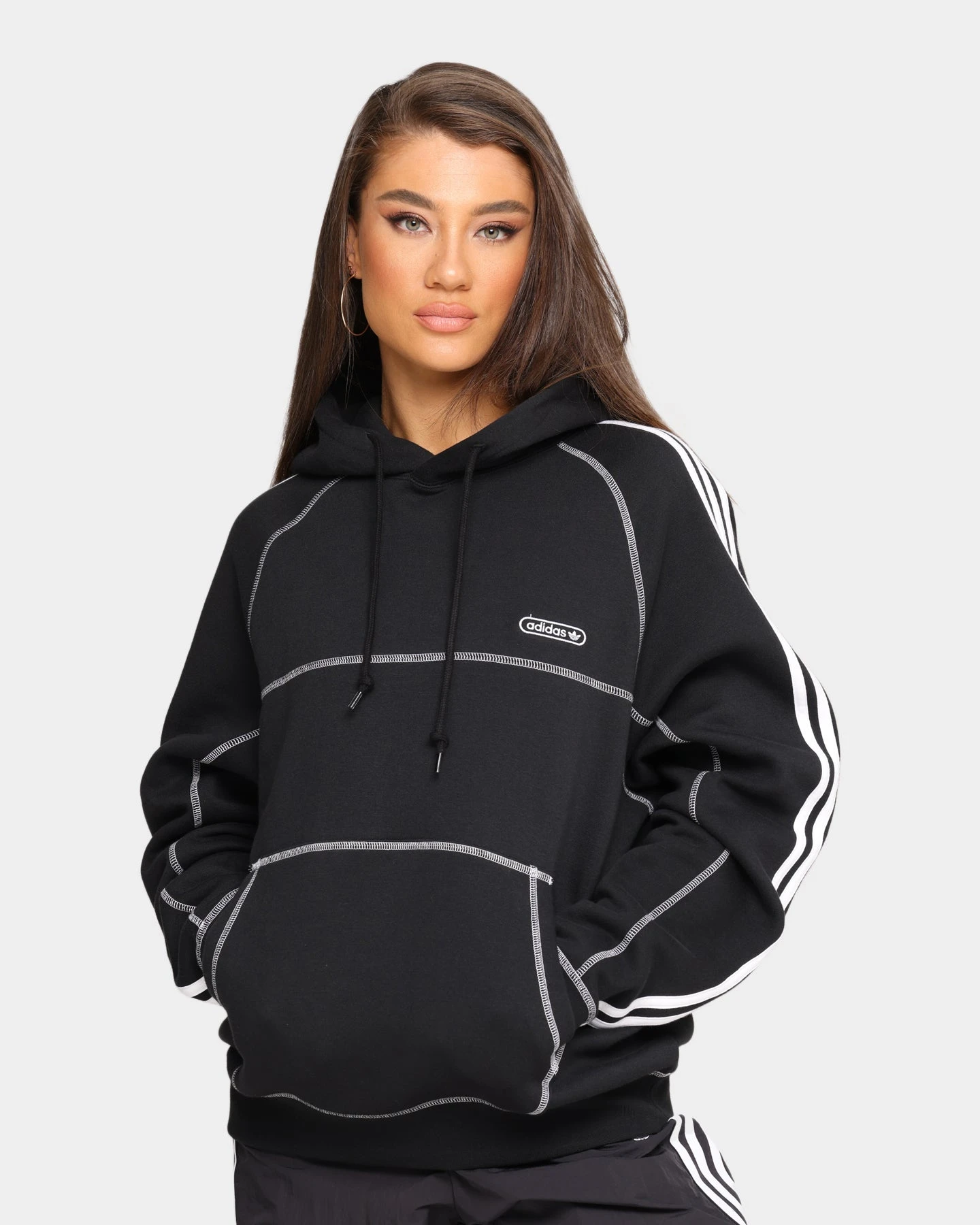 Adidas Contrast Stitch Hoodie Black 3 Adidas Contrast Stitch Hoodie Black