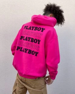 Playboy Stacked Hoodie Hot Pink