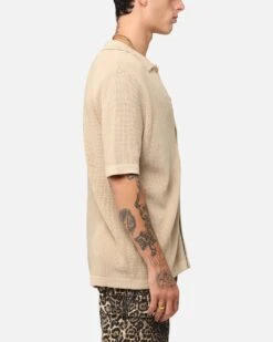 XXIII Zyair Knit Rib Button Up Shirt Tan -Culture Kings Shop 02036262 YT001 mens 00040