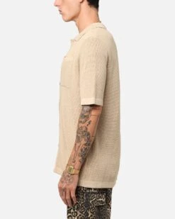 XXIII Zyair Knit Rib Button Up Shirt Tan -Culture Kings Shop 02036262 YT001 mens 00050