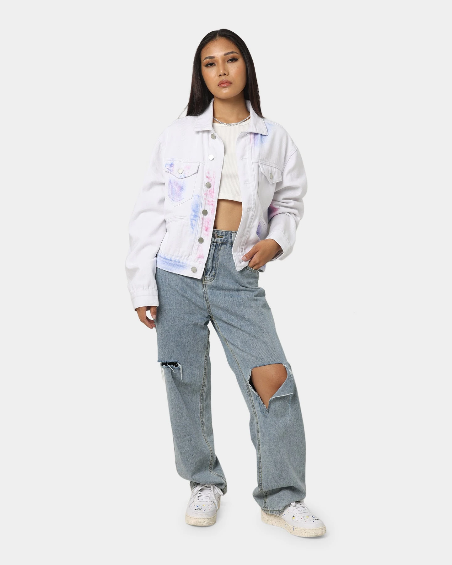 XXIII Women's Aster Tie Dye Denim Jacket Multi-Coloured/White 4 XXIII Women's Aster Tie Dye Denim Jacket Multi-Coloured/White - Image 2