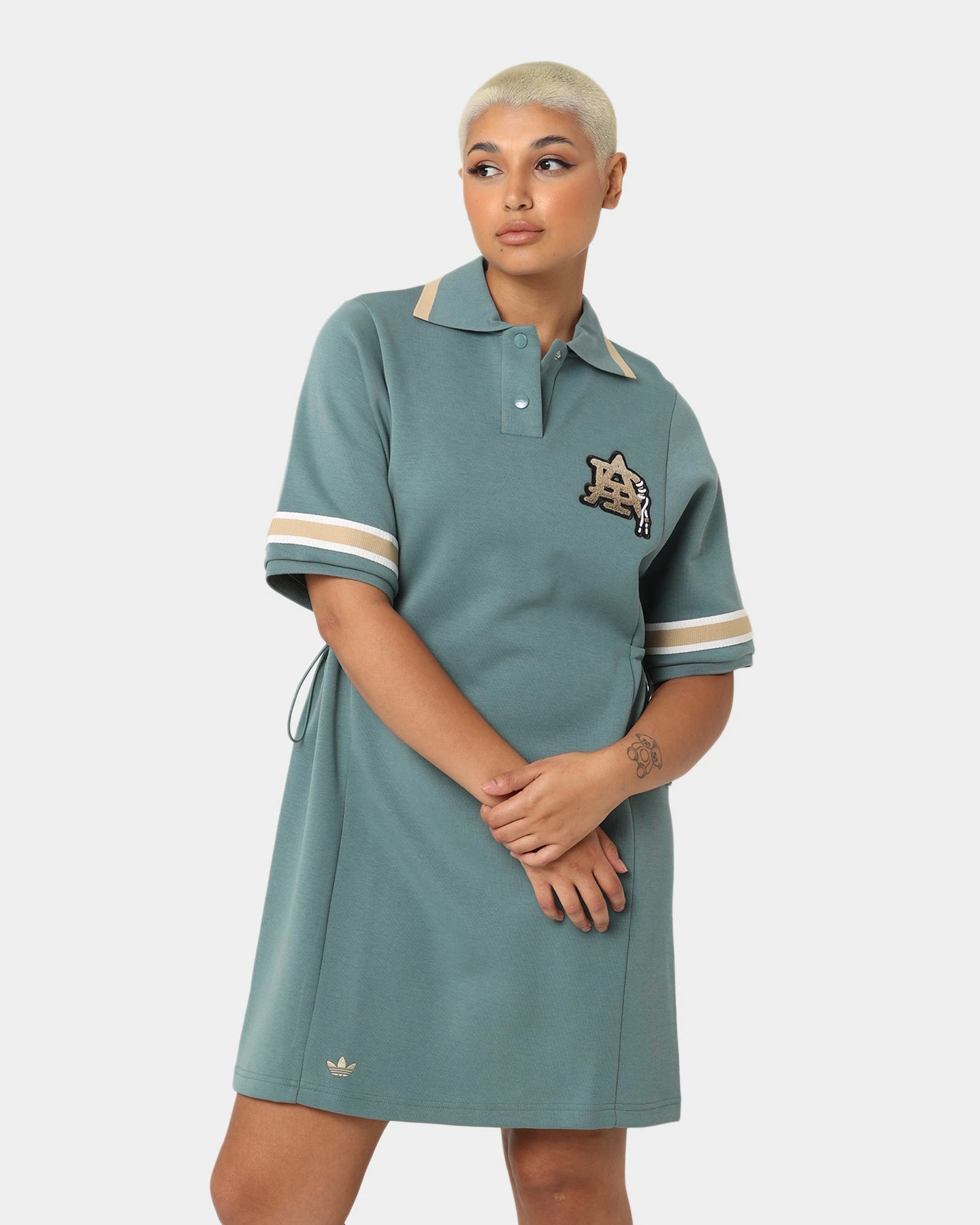 Adidas Women's Modern Collegiate Polo Dress Hazy Emerald 3 Adidas Women's Modern Collegiate Polo Dress Hazy Emerald