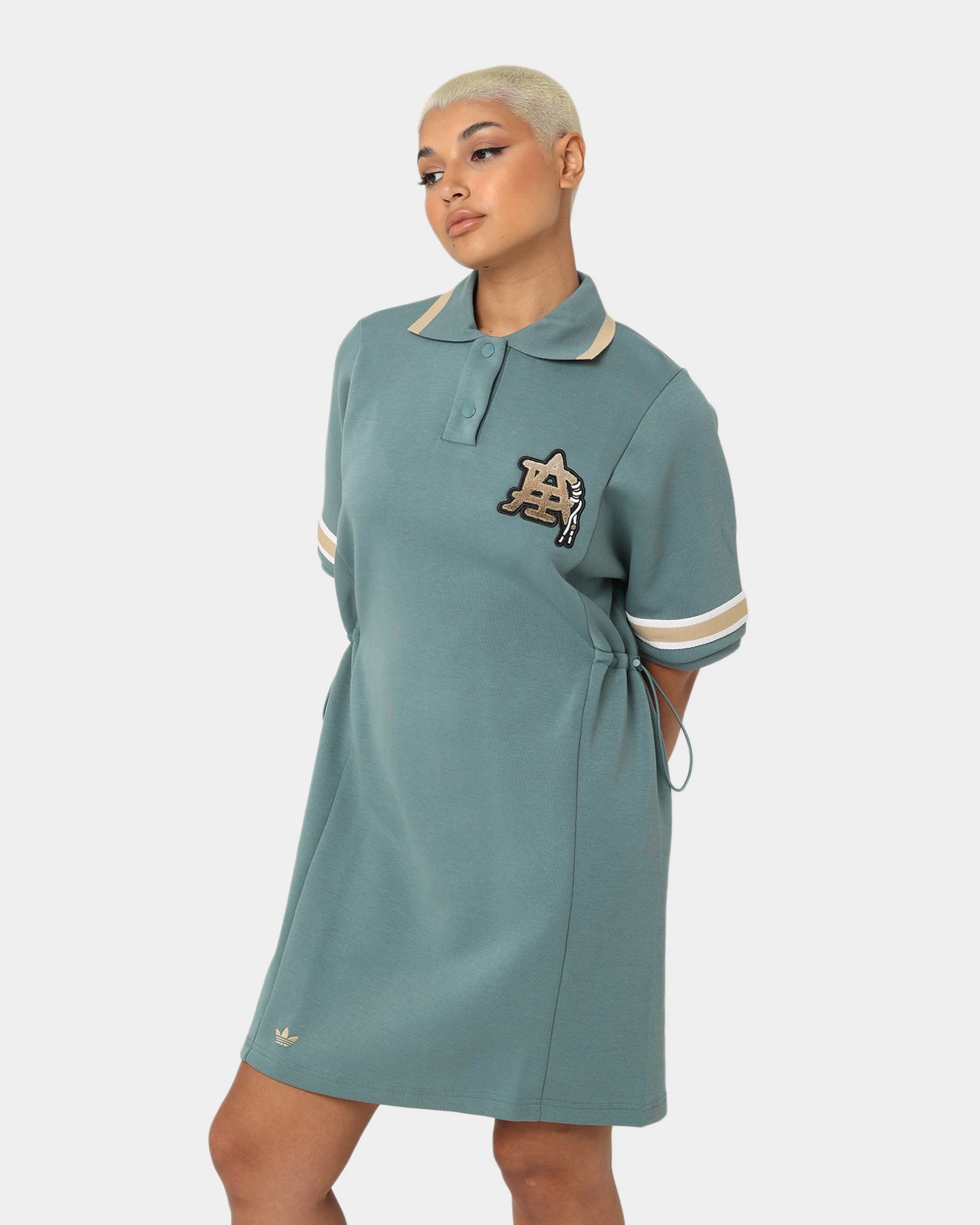 Adidas Women's Modern Collegiate Polo Dress Hazy Emerald 8 Adidas Women's Modern Collegiate Polo Dress Hazy Emerald - Image 6