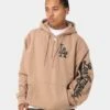 New Era Los Angeles Dodgers Quarter Zip Sleeve Script Hoodie Khaki/Black -Culture Kings Shop 02039923 YK004 mens 0010