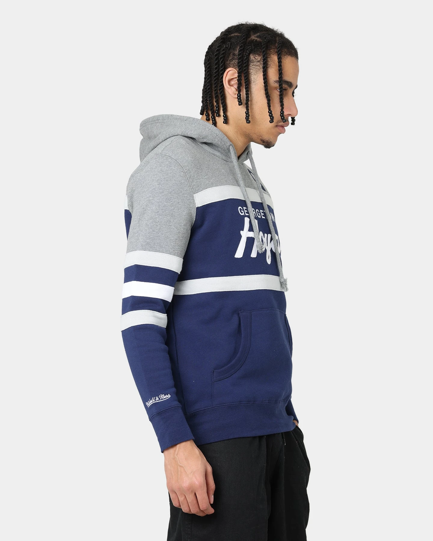 Mitchell & Ness Georgetown Hoyas Head Coach Hoodie Navy 7 Mitchell & Ness Georgetown Hoyas Head Coach Hoodie Navy - Image 5
