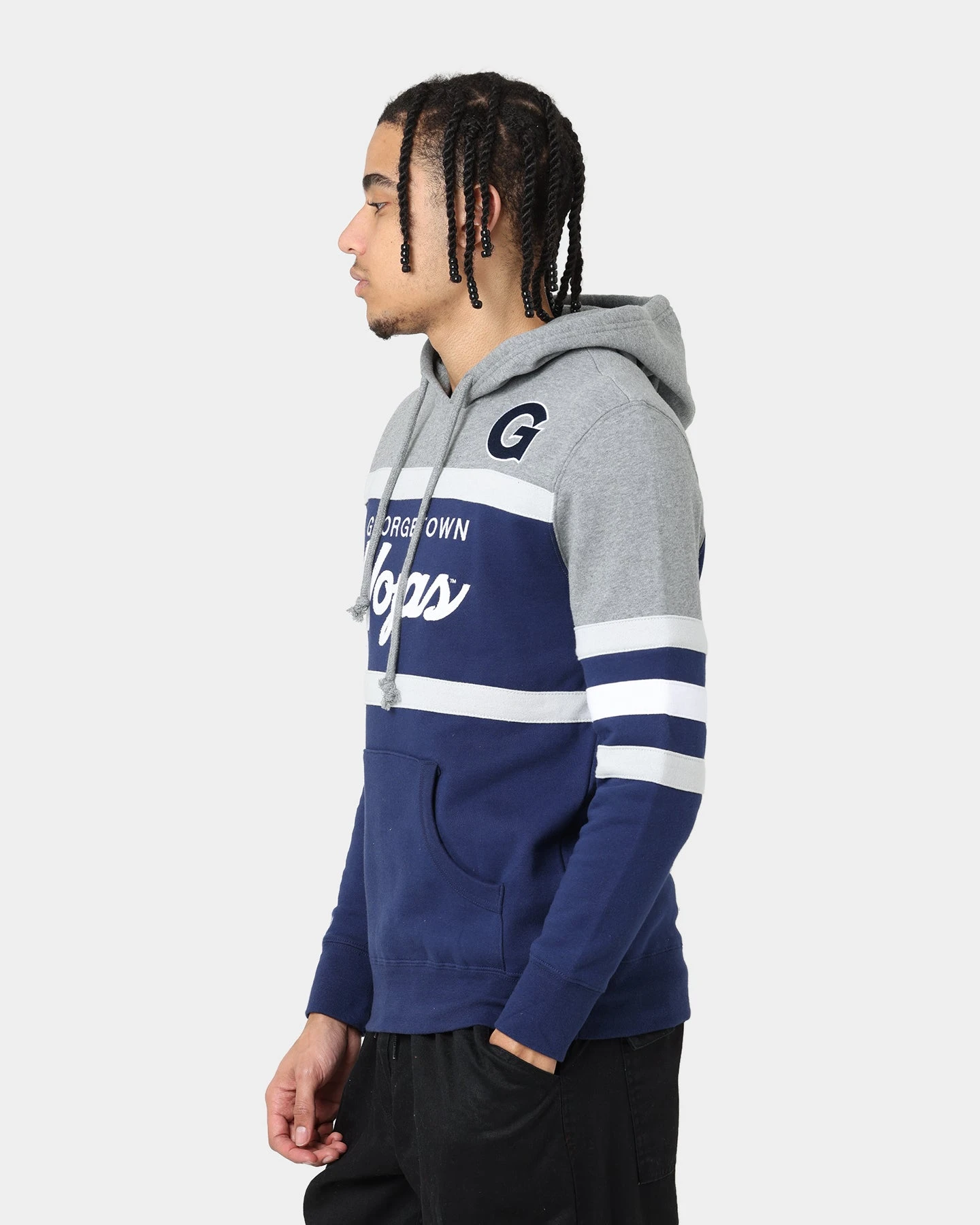Mitchell & Ness Georgetown Hoyas Head Coach Hoodie Navy 8 Mitchell & Ness Georgetown Hoyas Head Coach Hoodie Navy - Image 6