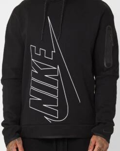 Nike Tech Fleece Graphic Pullover Hoodie Black/Black -Culture Kings Shop 02041259 YB015 mens 0030