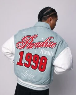 Loiter Paradise Varsity Jacket Light Blue