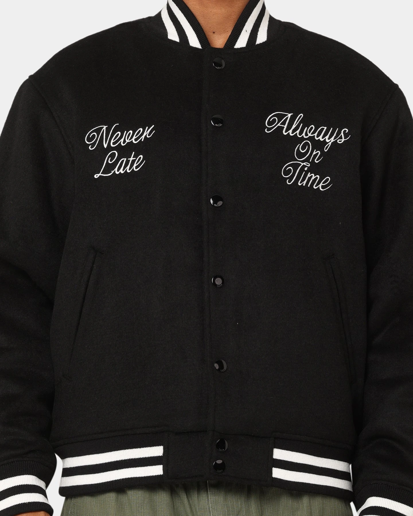 Obey Time Varsity Jacket Black 6 Obey Time Varsity Jacket Black - Image 4