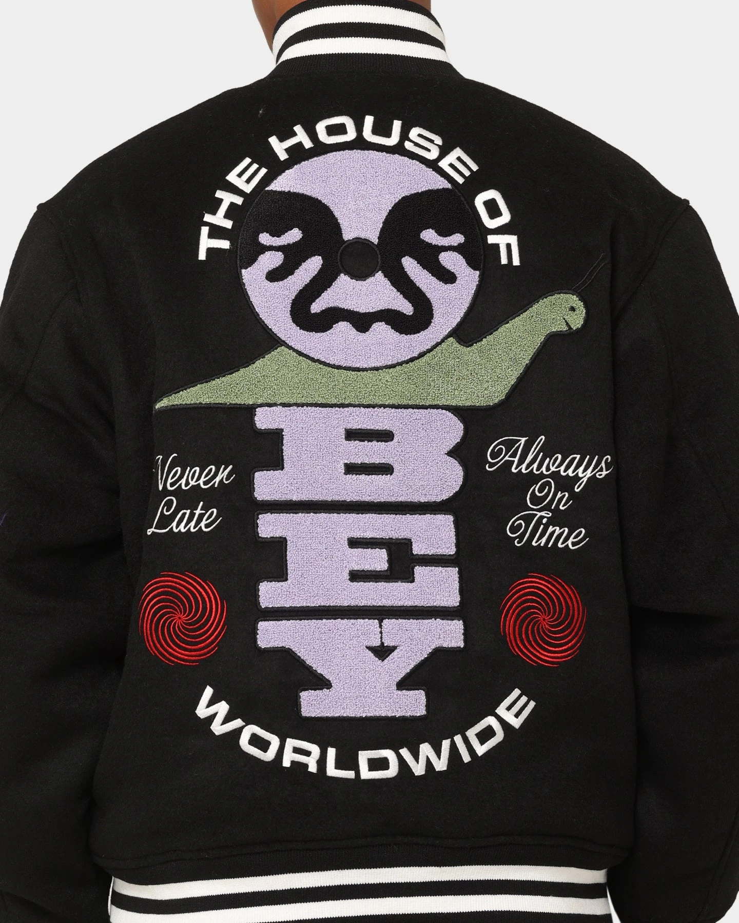 Obey Time Varsity Jacket Black 7 Obey Time Varsity Jacket Black - Image 5