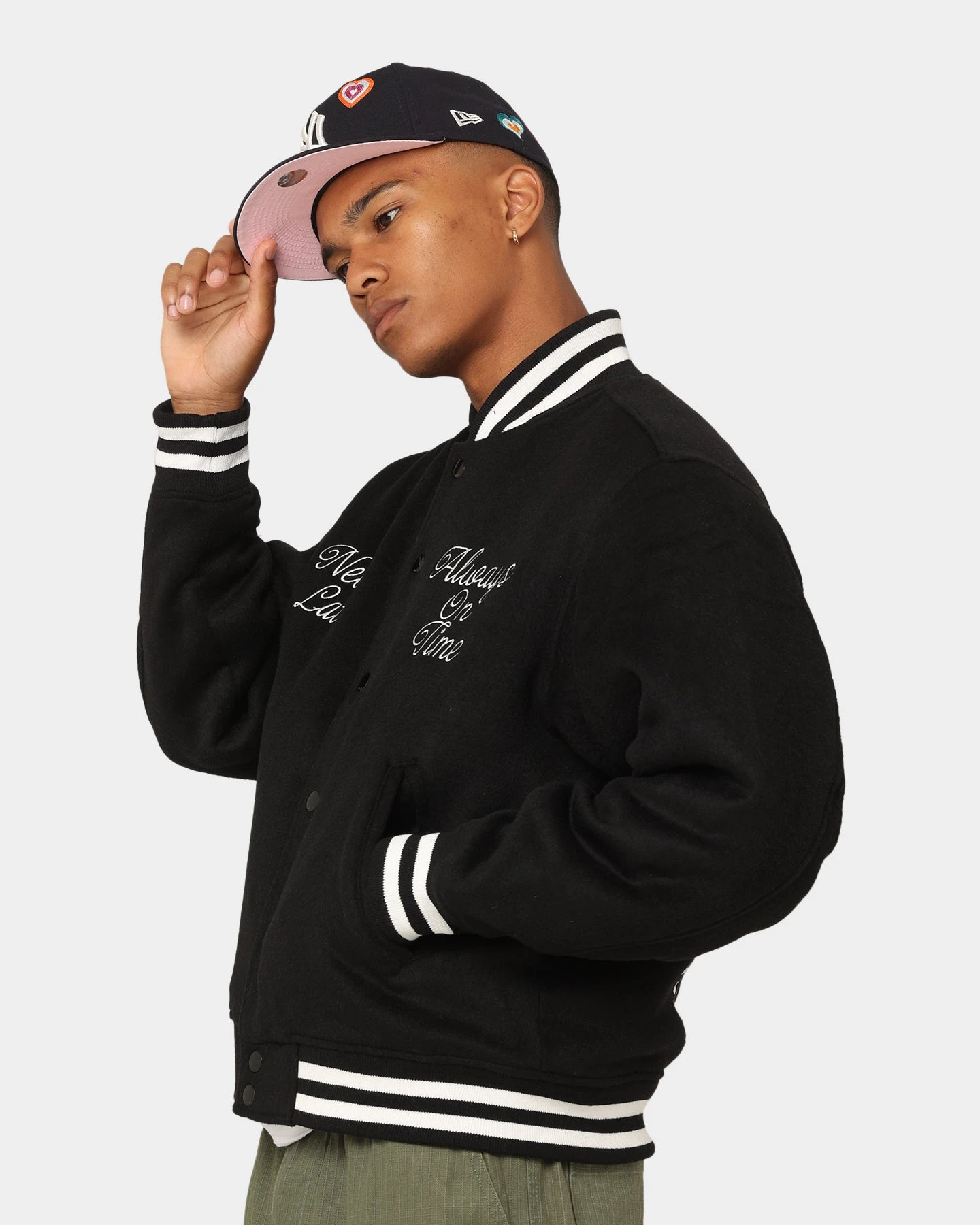 Obey Time Varsity Jacket Black 9 Obey Time Varsity Jacket Black - Image 7