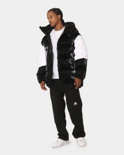 Calvin Klein Bold Logo Colourblock Puffer Jacket Ck Black/Bright White -Culture Kings Shop 02044067 YC967 mens 00100