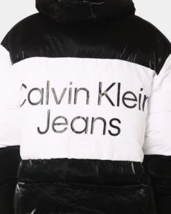 Calvin Klein Bold Logo Colourblock Puffer Jacket Ck Black/Bright White -Culture Kings Shop 02044067 YC967 mens 0050