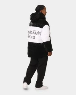 Calvin Klein Bold Logo Colourblock Puffer Jacket Ck Black/Bright White -Culture Kings Shop 02044067 YC967 mens 0080