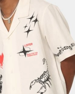 Loiter Tattoo Button Up Shirt Ecru -Culture Kings Shop 02044715 YE017 mens 0090