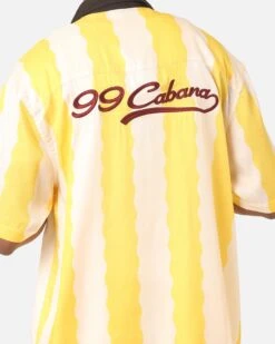 99 Cabana Bowling Short Sleeve Button Up Shirt Yellow/Off White -Culture Kings Shop 02045523 YY080 mens 00100