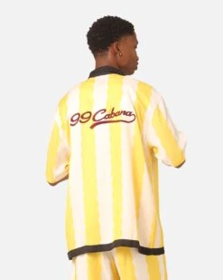 99 Cabana Bowling Short Sleeve Button Up Shirt Yellow/Off White -Culture Kings Shop 02045523 YY080 mens 0040