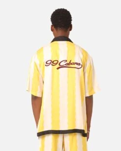 99 Cabana Bowling Short Sleeve Button Up Shirt Yellow/Off White -Culture Kings Shop 02045523 YY080 mens 0070