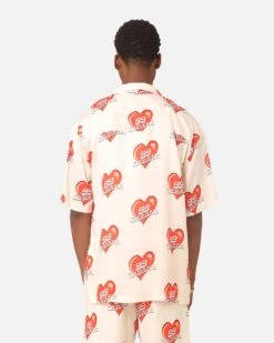 99 Cabana Roaming Hearts Short Sleeve Button Up Shirt Off White/Red -Culture Kings Shop 02045528 YO242 mens 0040