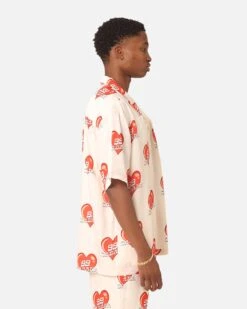 99 Cabana Roaming Hearts Short Sleeve Button Up Shirt Off White/Red -Culture Kings Shop 02045528 YO242 mens 0050