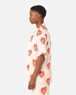 99 Cabana Roaming Hearts Short Sleeve Button Up Shirt Off White/Red -Culture Kings Shop 02045528 YO242 mens 0060