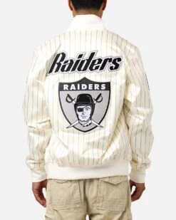 Pro Standard Las Vegas Raiders Pinstripe Satin Jacket Eggshell/Yellow