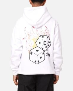 Stussy Fire Dice Fleece Hoodie White
