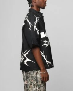 Loiter Cyber Zip Up Short Sleeve Shirt Black -Culture Kings Shop 02051725 YB001 mens 00050