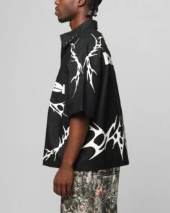 Loiter Cyber Zip Up Short Sleeve Shirt Black -Culture Kings Shop 02051725 YB001 mens 00060