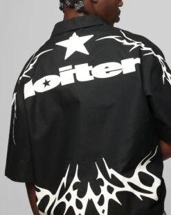 Loiter Cyber Zip Up Short Sleeve Shirt Black -Culture Kings Shop 02051725 YB001 mens 00080