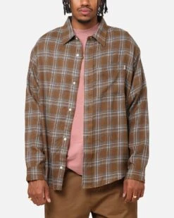 S Double Duty Plaid Long Sleeve Shirt Brown