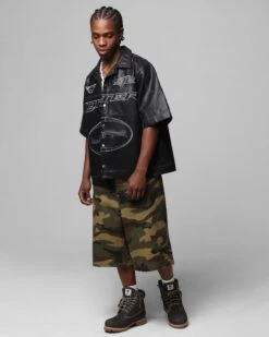 Loiter Motor PU Leather Button Up Shirt Black -Culture Kings Shop 02052036 YB001 mens 00030