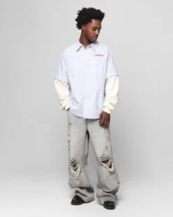 Loiter Art Studio Work Shirt Blue Stripe -Culture Kings Shop 02052361 YB575 mens 00030