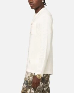 XXIII Zyair Knit Rib Long Sleeve Button Up Shirt Cream -Culture Kings Shop 02052427 YC600 mens 00050