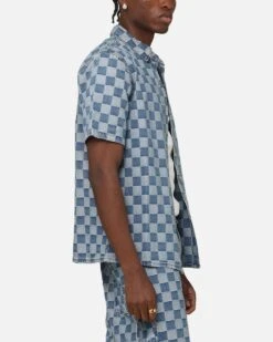 XXIII Checker Board Button Up Shirt Blue -Culture Kings Shop 02052571 YX001 mens 00040