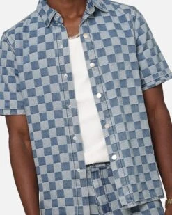 XXIII Checker Board Button Up Shirt Blue -Culture Kings Shop 02052571 YX001 mens 00060