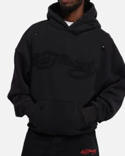 Ed Hardy Distressed Hoodie Black -Culture Kings Shop 02052603 YB001 mens 0060
