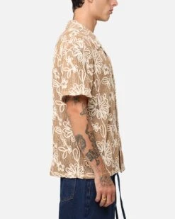 XXIII Resort Knit Button Up Shirt Tan/Cream -Culture Kings Shop 02052605 YT062 mens 00040