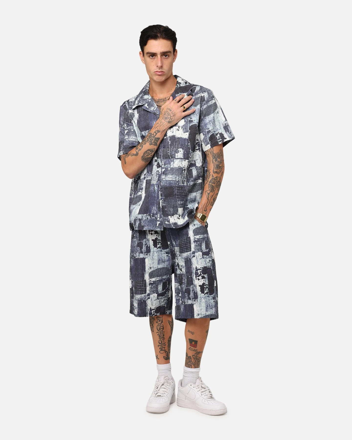 XXIII Printed Denim Patch Button Up Shirt Blue 4 XXIII Printed Denim Patch Button Up Shirt Blue - Image 2