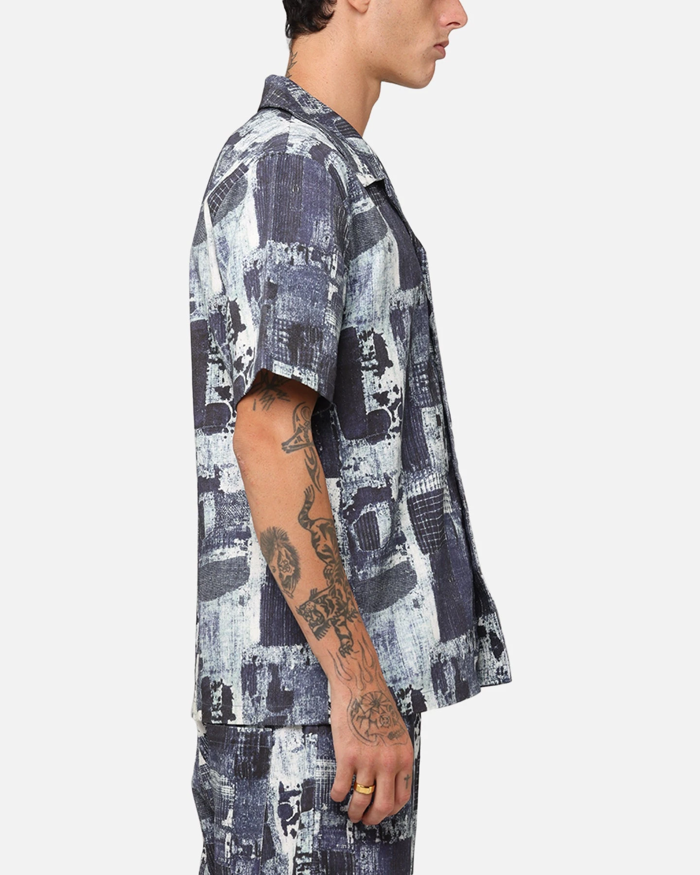 XXIII Printed Denim Patch Button Up Shirt Blue 6 XXIII Printed Denim Patch Button Up Shirt Blue - Image 4
