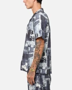 XXIII Printed Denim Patch Button Up Shirt Blue 12 XXIII Printed Denim Patch Button Up Shirt Blue -Culture Kings Shop 02052839 YX001 mens 00050