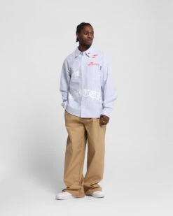 Loiter Chopper Long Sleeve Shirt Blue/White -Culture Kings Shop 02053246 YX095 mens 00030