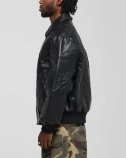 Loiter Fury Vegan Leather Jacket Washed Black -Culture Kings Shop 02053289 YW607 mens 000060