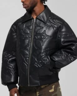 Loiter Fury Vegan Leather Jacket Washed Black -Culture Kings Shop 02053289 YW607 mens 000070