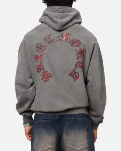 Saint Morta Worldwide Boxy Hoodie Washed Charcoal