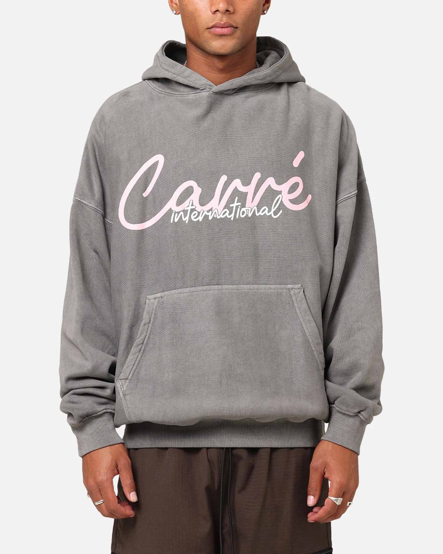 Carre International Script Hoodie Washed Charocal 3 Carre International Script Hoodie Washed Charocal