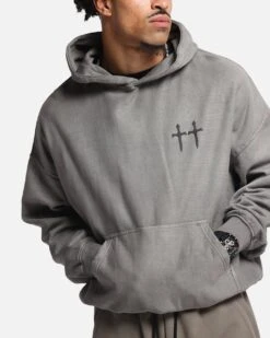 Saint Morta Mortal Boxy Hoodie Washed Charcoal -Culture Kings Shop 02053366 YC071 mens 0080