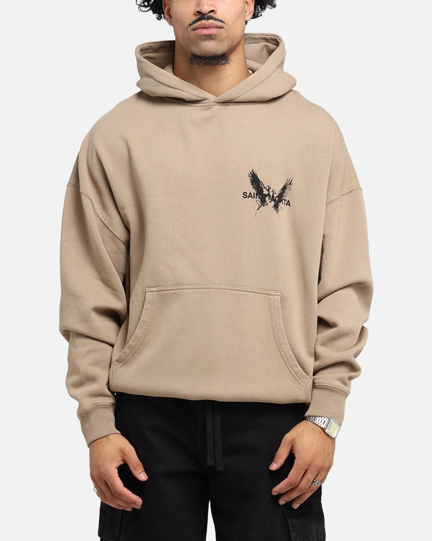 Saint Morta Black Doves Boxy Hoodie Tan 3 Saint Morta Black Doves Boxy Hoodie Tan