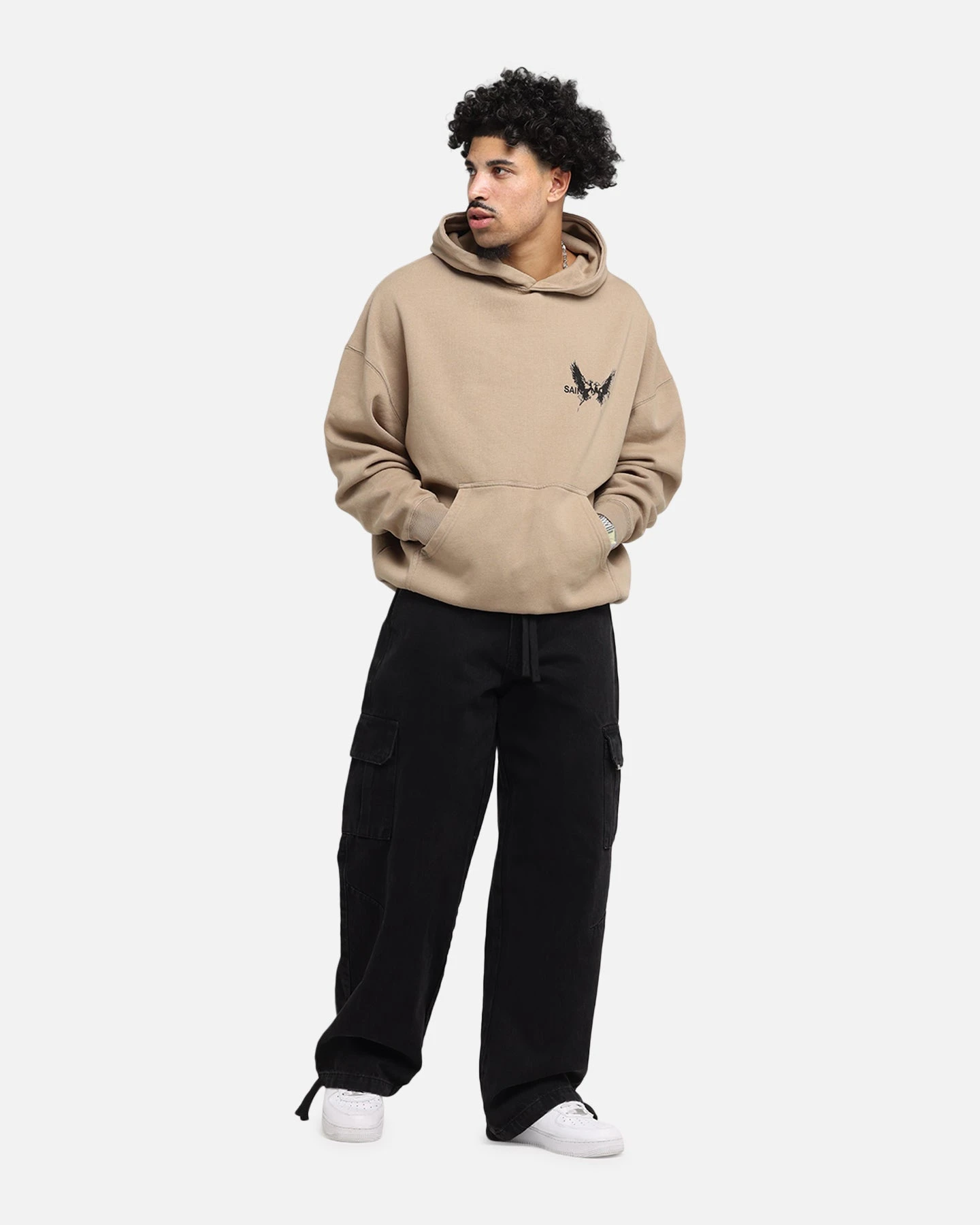 Saint Morta Black Doves Boxy Hoodie Tan 4 Saint Morta Black Doves Boxy Hoodie Tan - Image 2