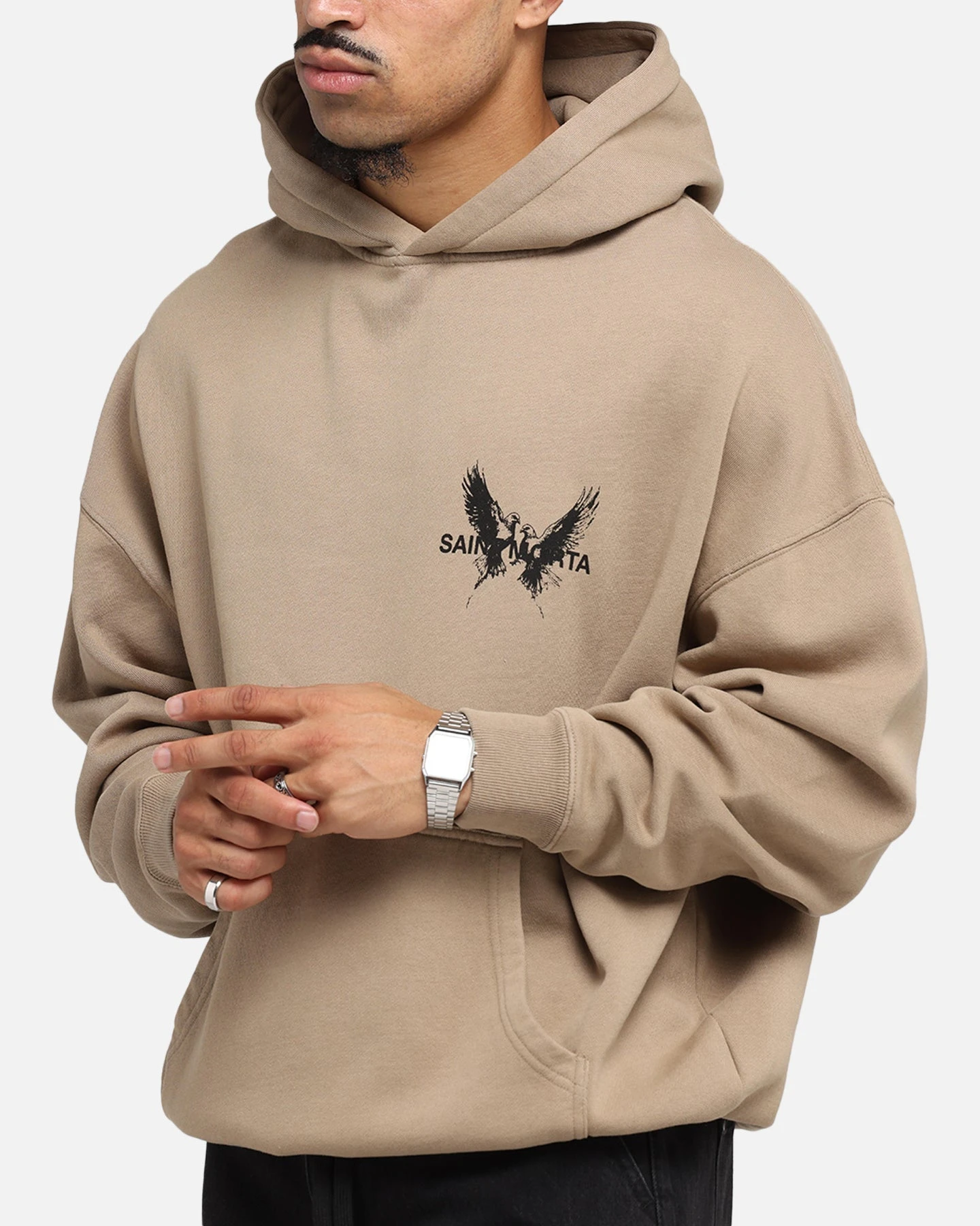 Saint Morta Black Doves Boxy Hoodie Tan 8 Saint Morta Black Doves Boxy Hoodie Tan - Image 6